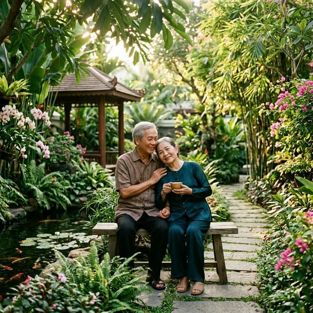Seniors enjoying peaceful time